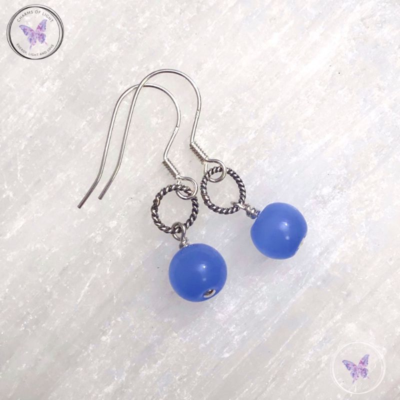 Blue Chalcedony & Silver Earrings